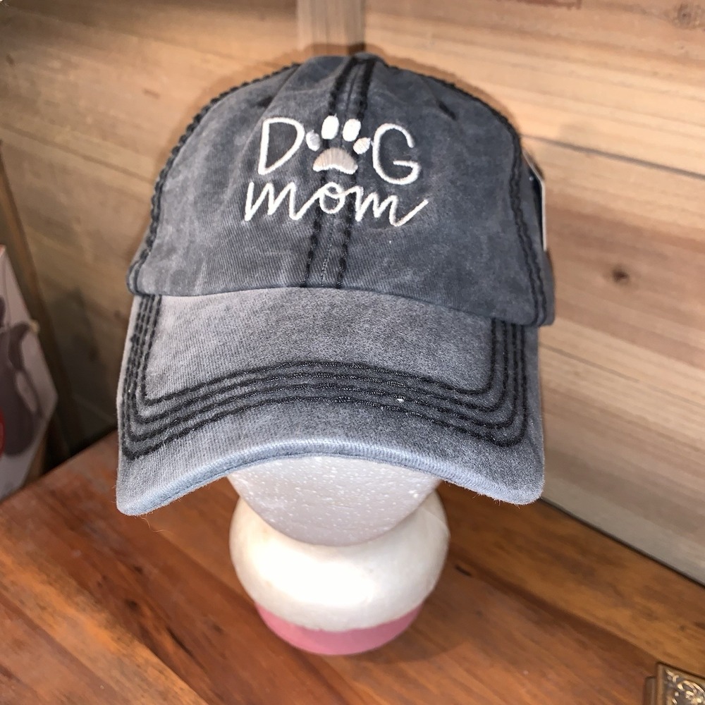 KB Ethos Dog Mom Cap HAT Woman's Black Faded NWT One Size 100% Cotton
